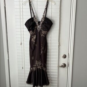 Julian Joyce Mandalay Dress Gown Black Embellished Formal SZ 8